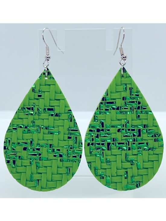Fashion Jewelry Jewelry - Green Faux Leather Dangle Earrings Fashion Jewelry